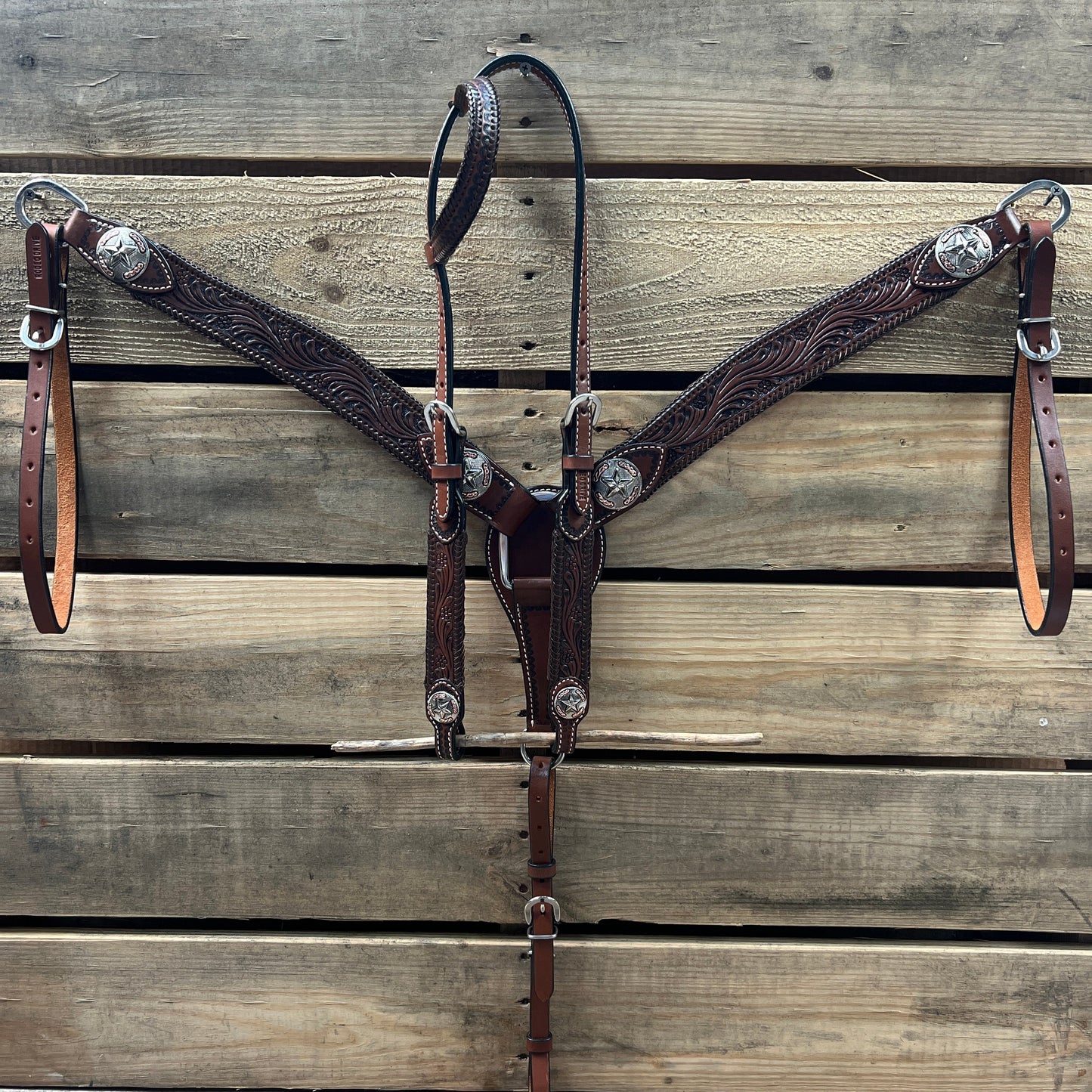 Dark Oil Braid Texas Star Browband Tack Set  #BBBC627