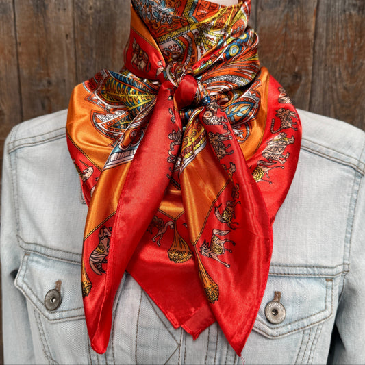35X35"  Red and Orange Safari Wild Rag / Scarf WR3423