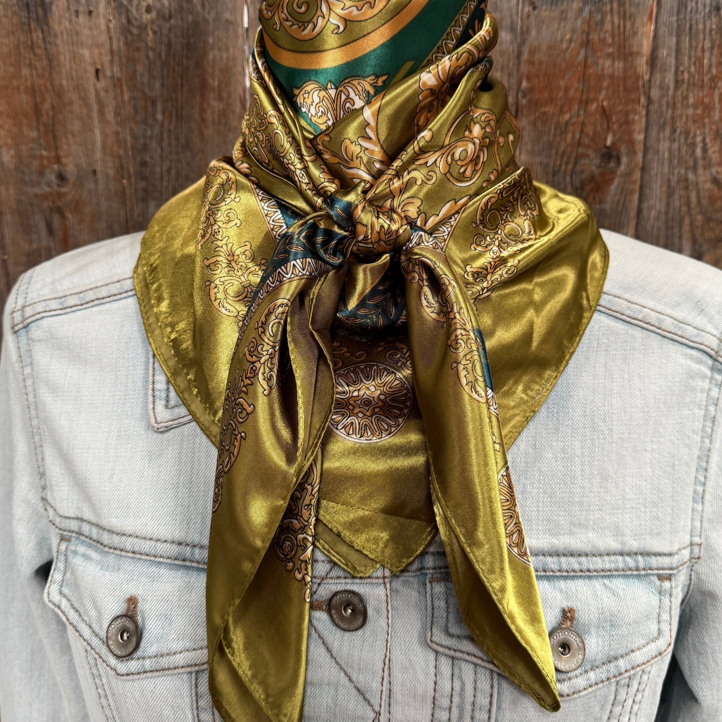 35X35" Green and Teal Floral Wild Rag / Scarf WR3390