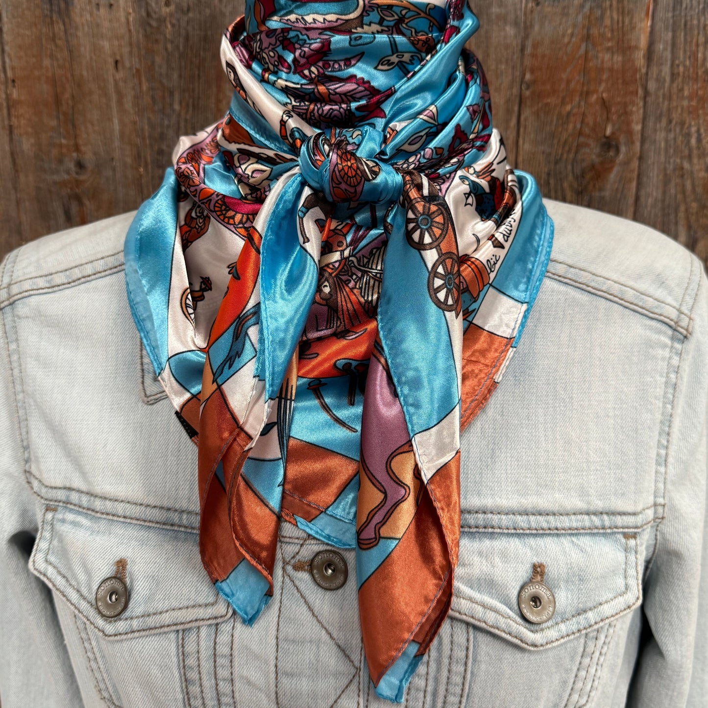 35X35"  Aqua Floral Wild Rag / Scarf WR911