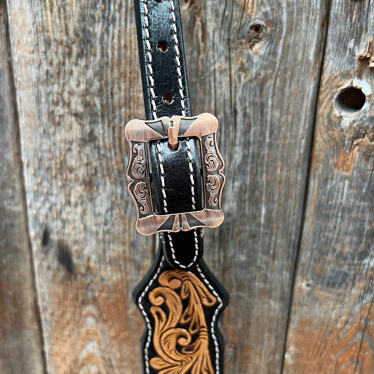 Copper Dot and Floral Copper One Ear / Breastcollar Tack Set  #OEBC637