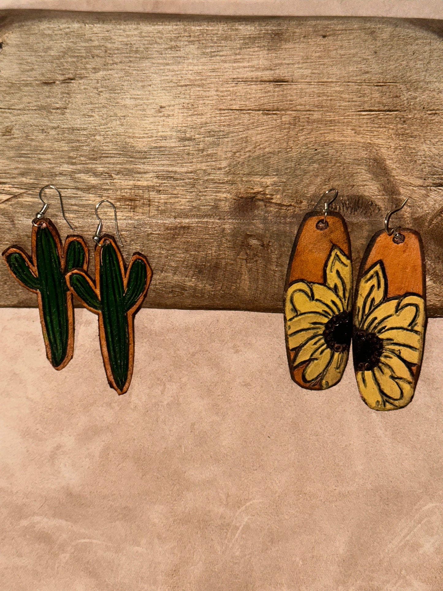Hand Tooled Leather Earrings