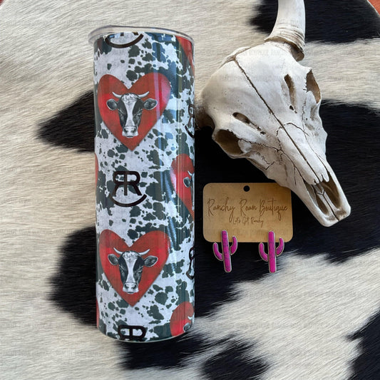 Cow Hearts Western Skinny Tumbler