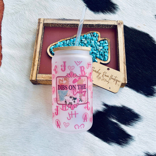 Dibs on The Cowboy Frosted Glass Tumbler