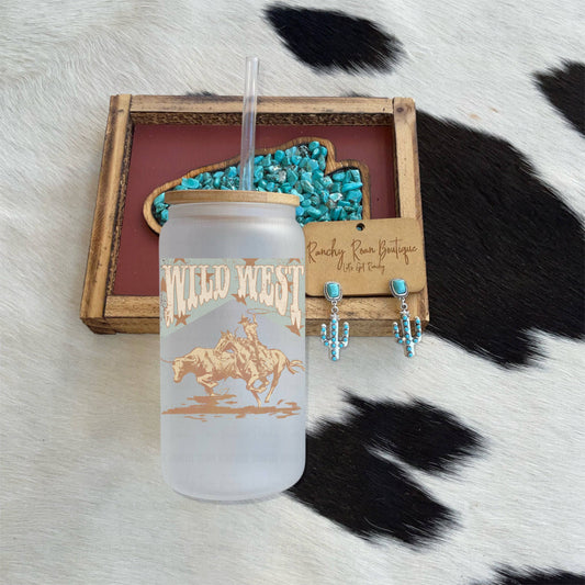 Wild West Western Frosted Glass Tumbler