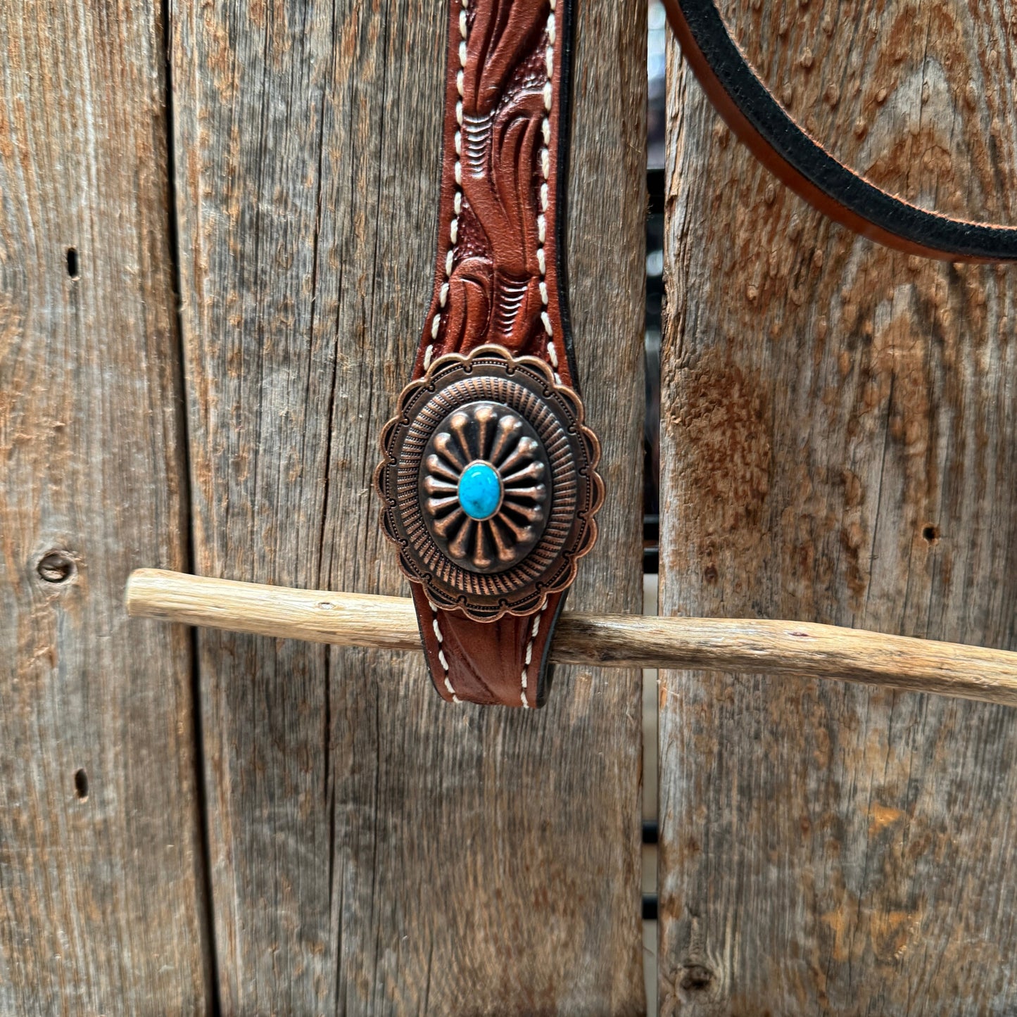 Medium Oil V Brow Oval Turquoise Browband & Breastcollar Tack Set #BBBC682