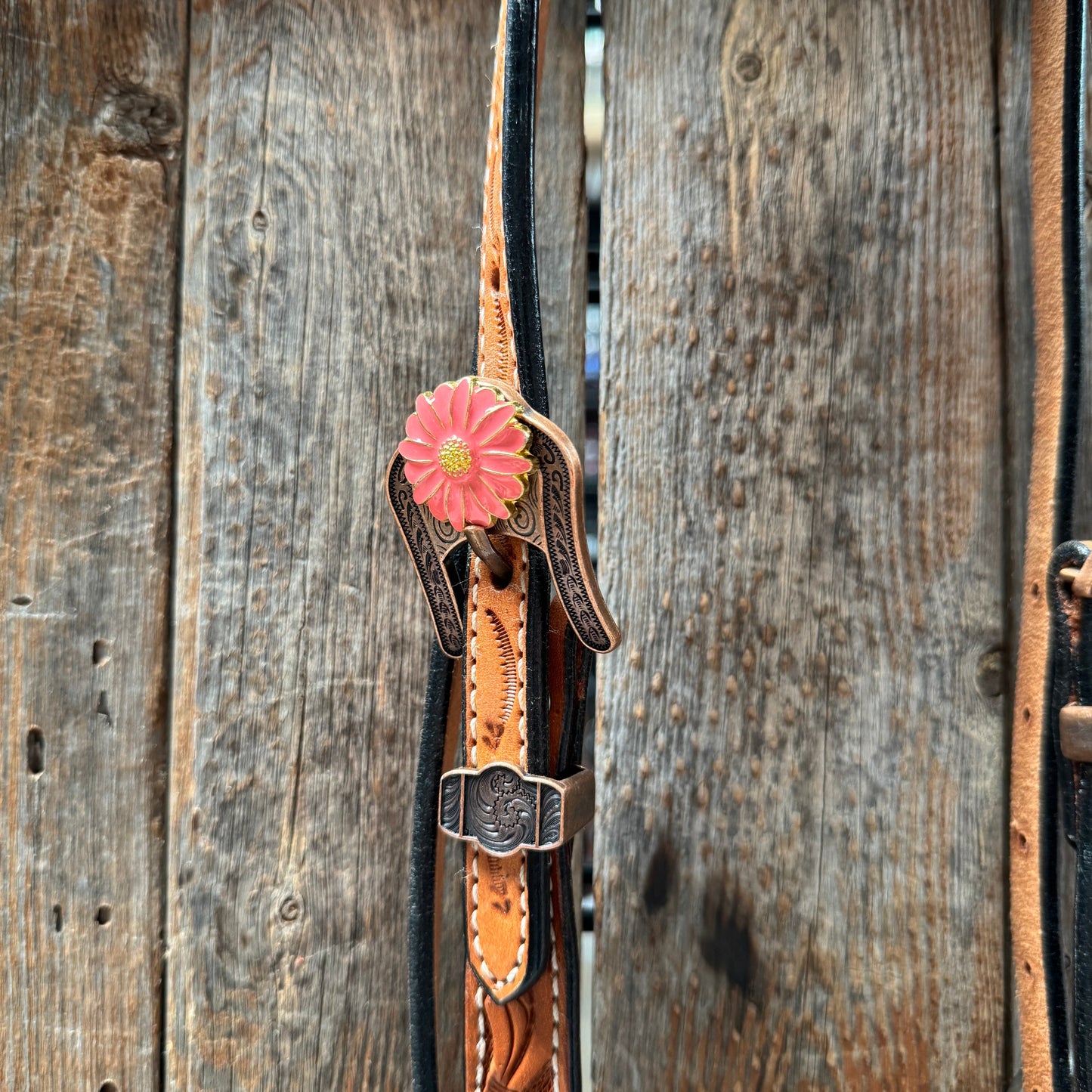 Light Oil V Brow Pink Flower Browband & Breastcollar Tack Set #BBBC680