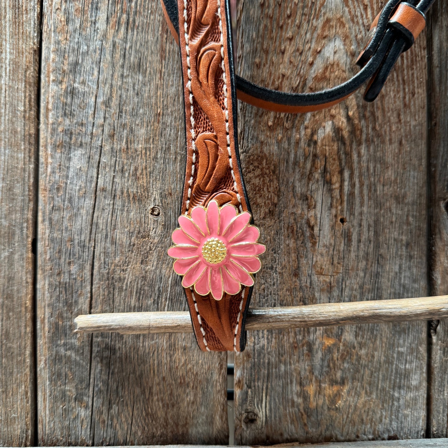 Light Oil V Brow Pink Flower Browband & Breastcollar Tack Set #BBBC680