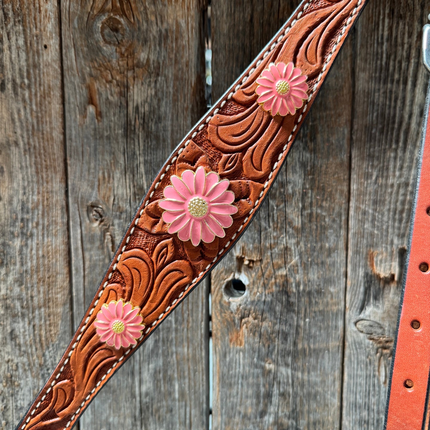 Light Oil V Brow Pink Flower Browband & Breastcollar Tack Set #BBBC680