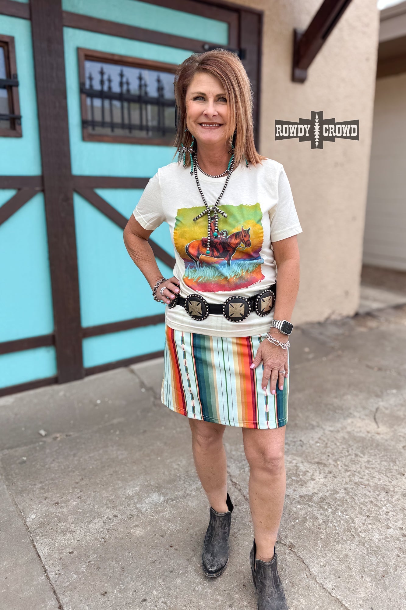 Serape Print Skort With Built Shorts Deep Pockets Lightweight Comfort Travel Everyday