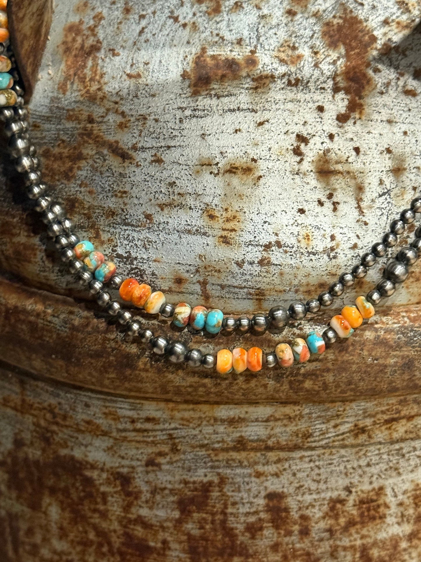 Triple Shot Spiny Oyster Beads Necklace