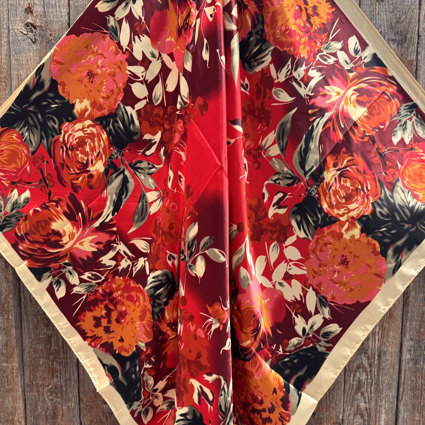 35X35" Red Floral Wild Rag / Scarf WR3447