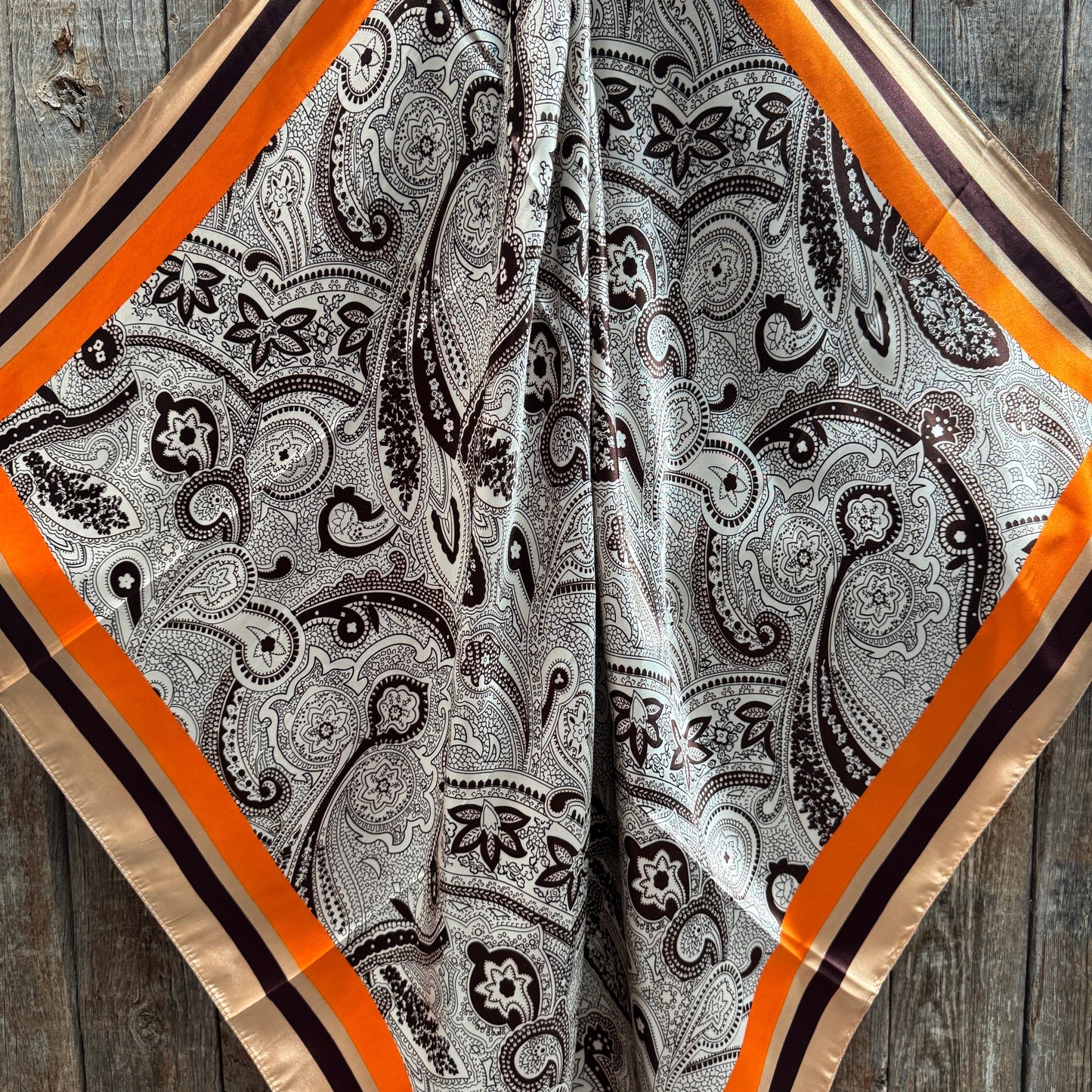 35X35" Brown and Tan Paisley Wild Rag / Scarf WR3446