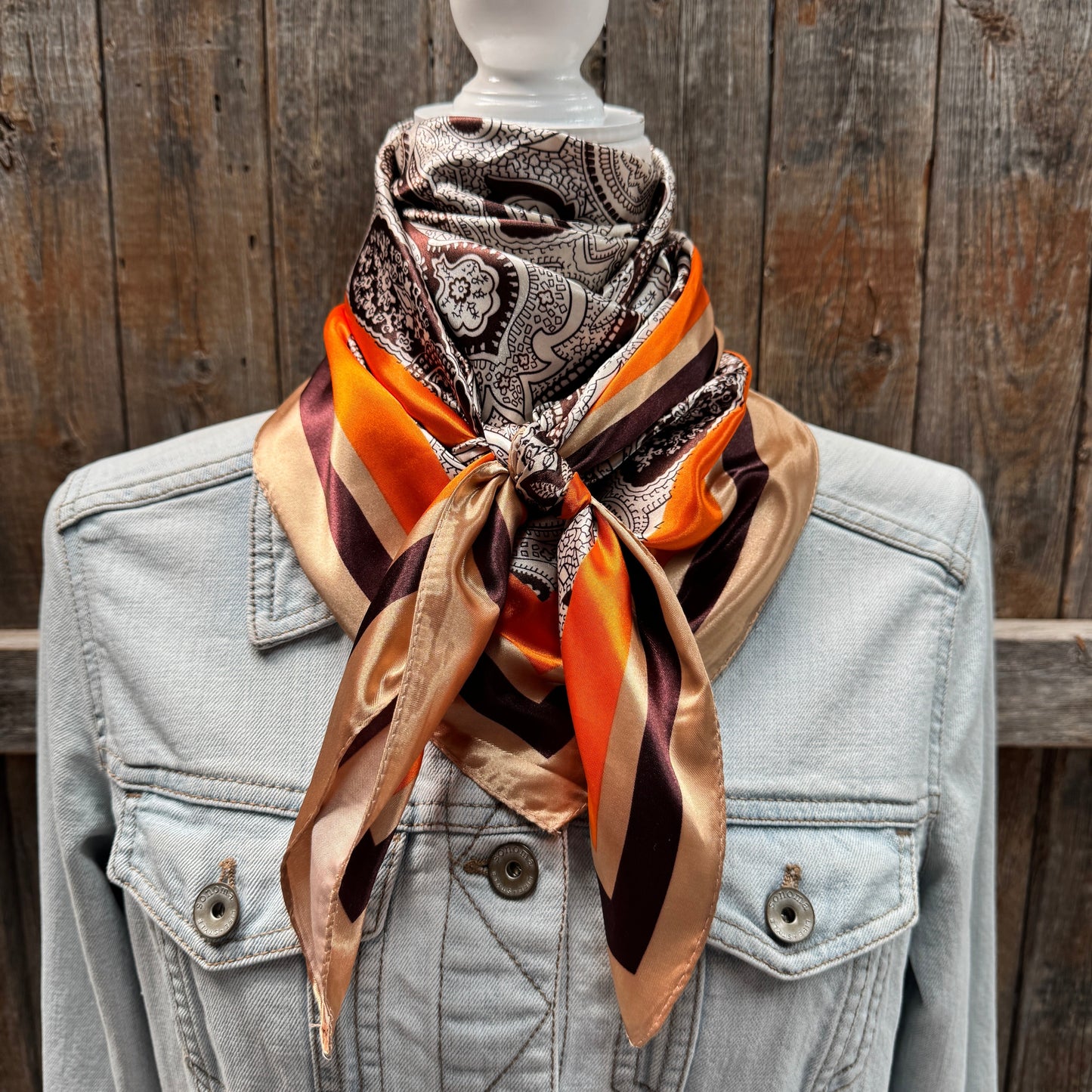 35X35" Brown and Tan Paisley Wild Rag / Scarf WR3446