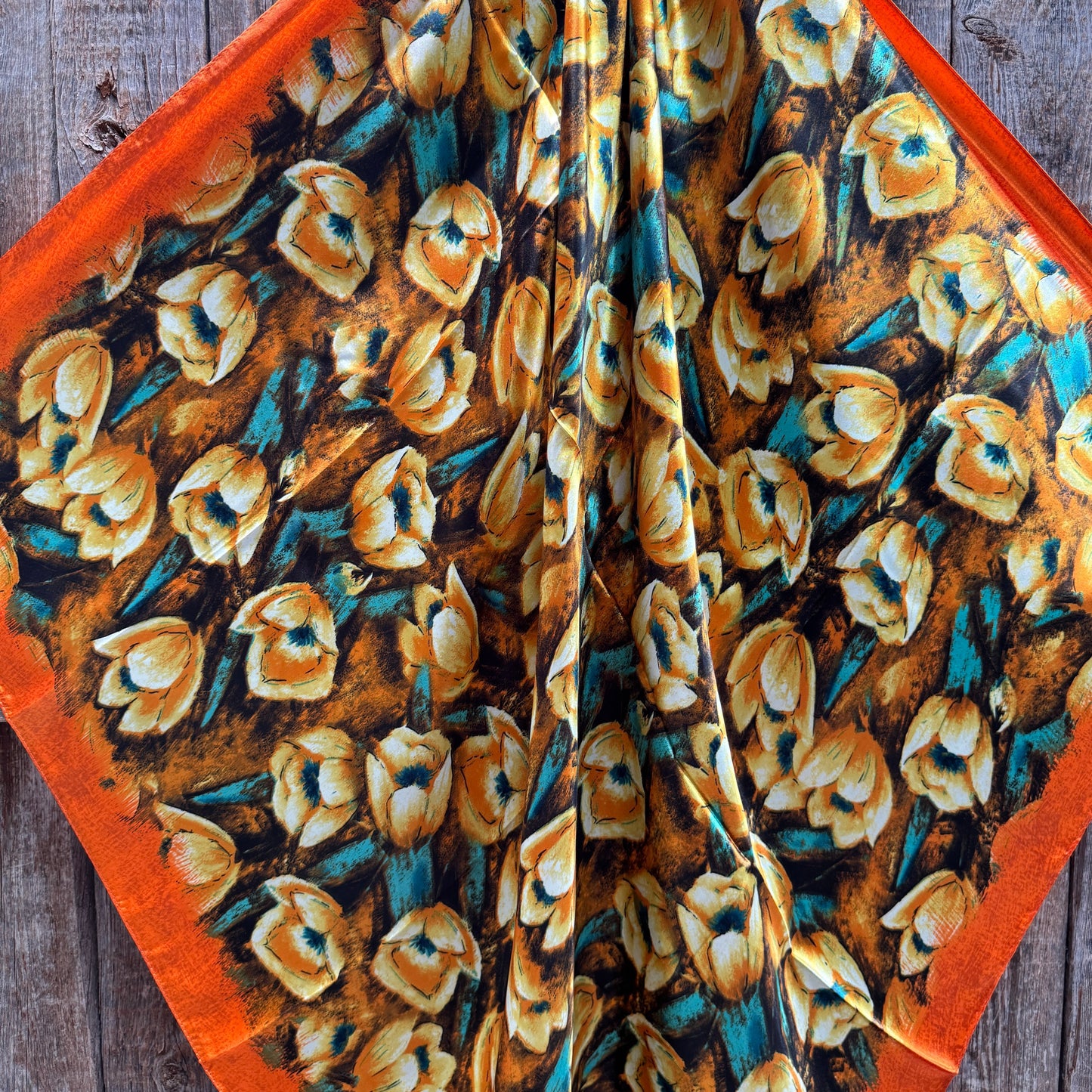 35X35" Orange Floral Wild Rag / Scarf WR3445