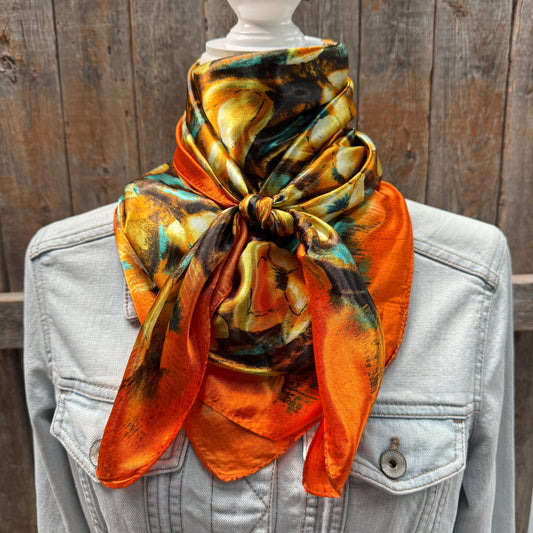 35X35" Orange Floral Wild Rag / Scarf WR3445