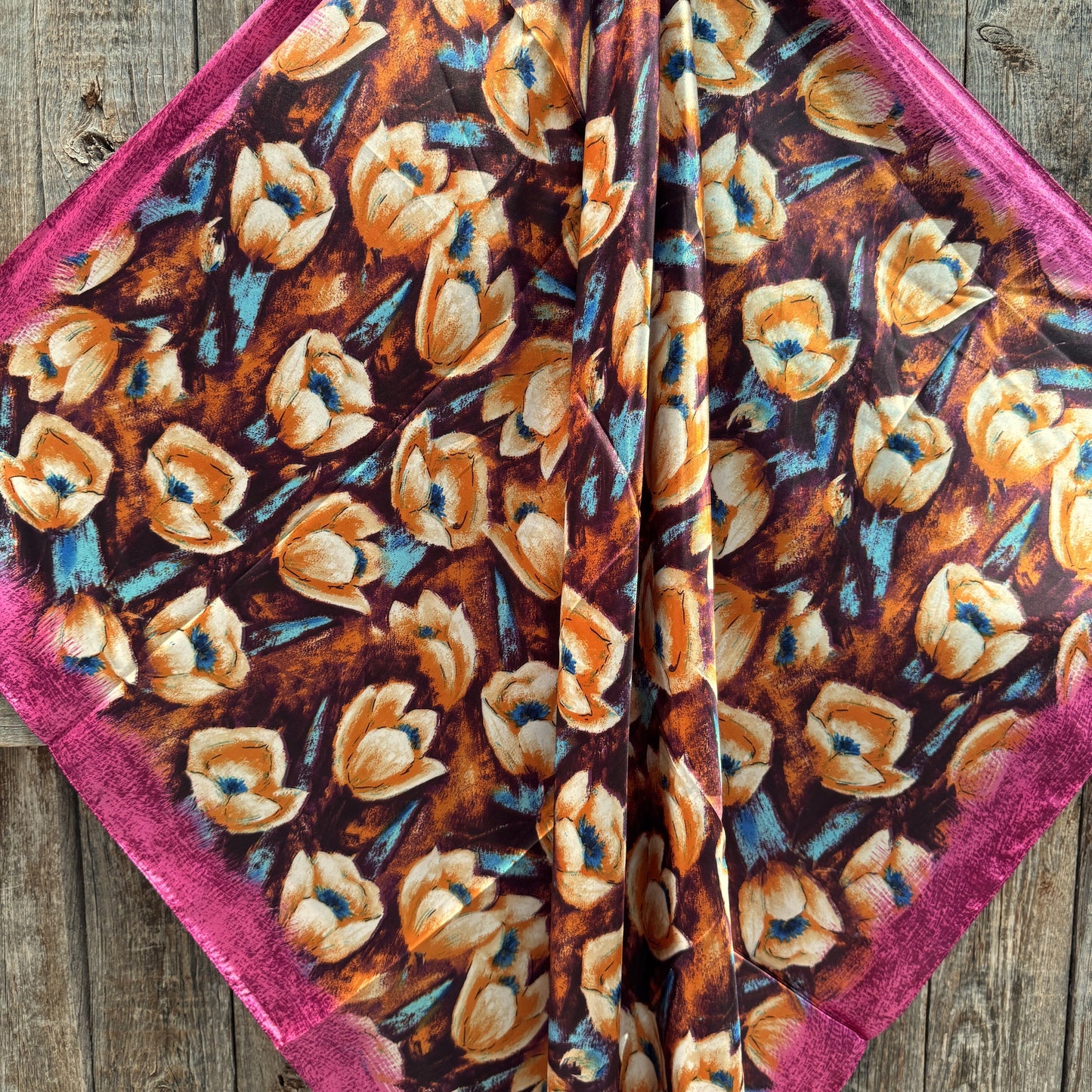 35X35" Fuchsia Floral Wild Rag / Scarf WR3444