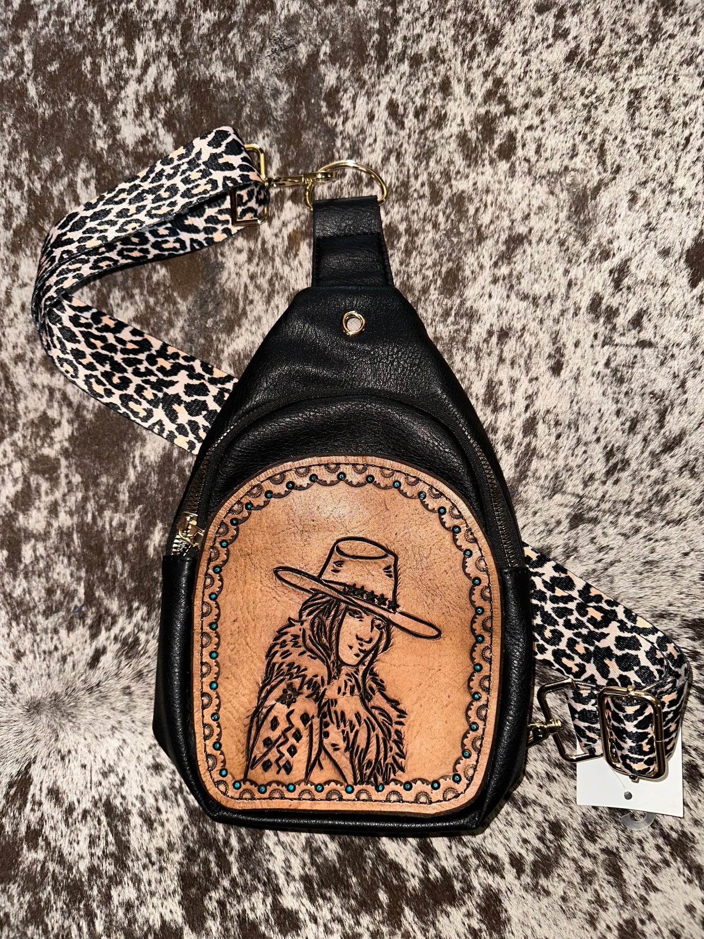 Leather Tooled Sling Bags