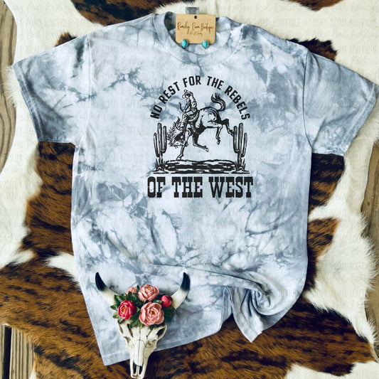 No Rest For The Rebels Western Dyed  T-shirt