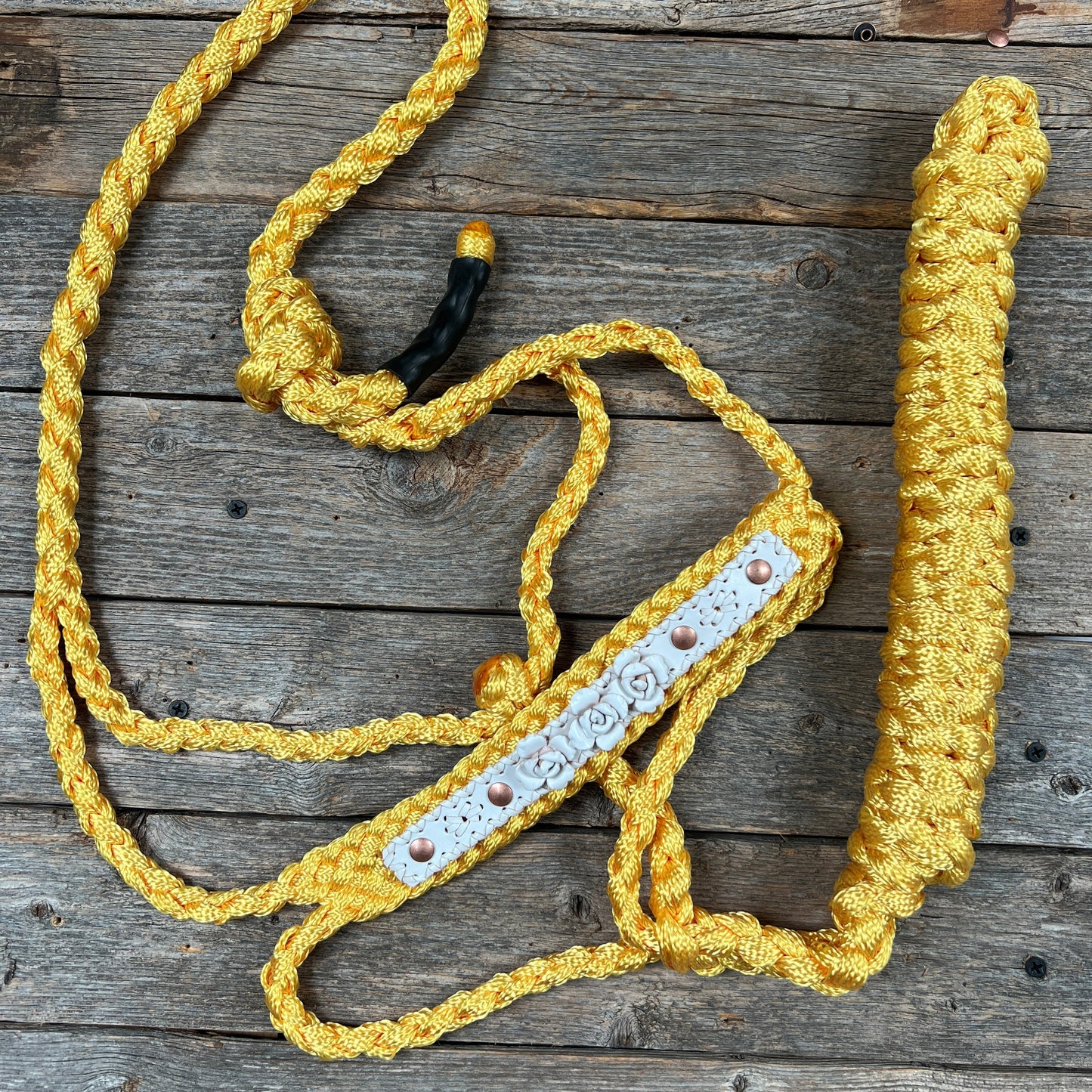 Yellow Mule Tape Rose Halter
