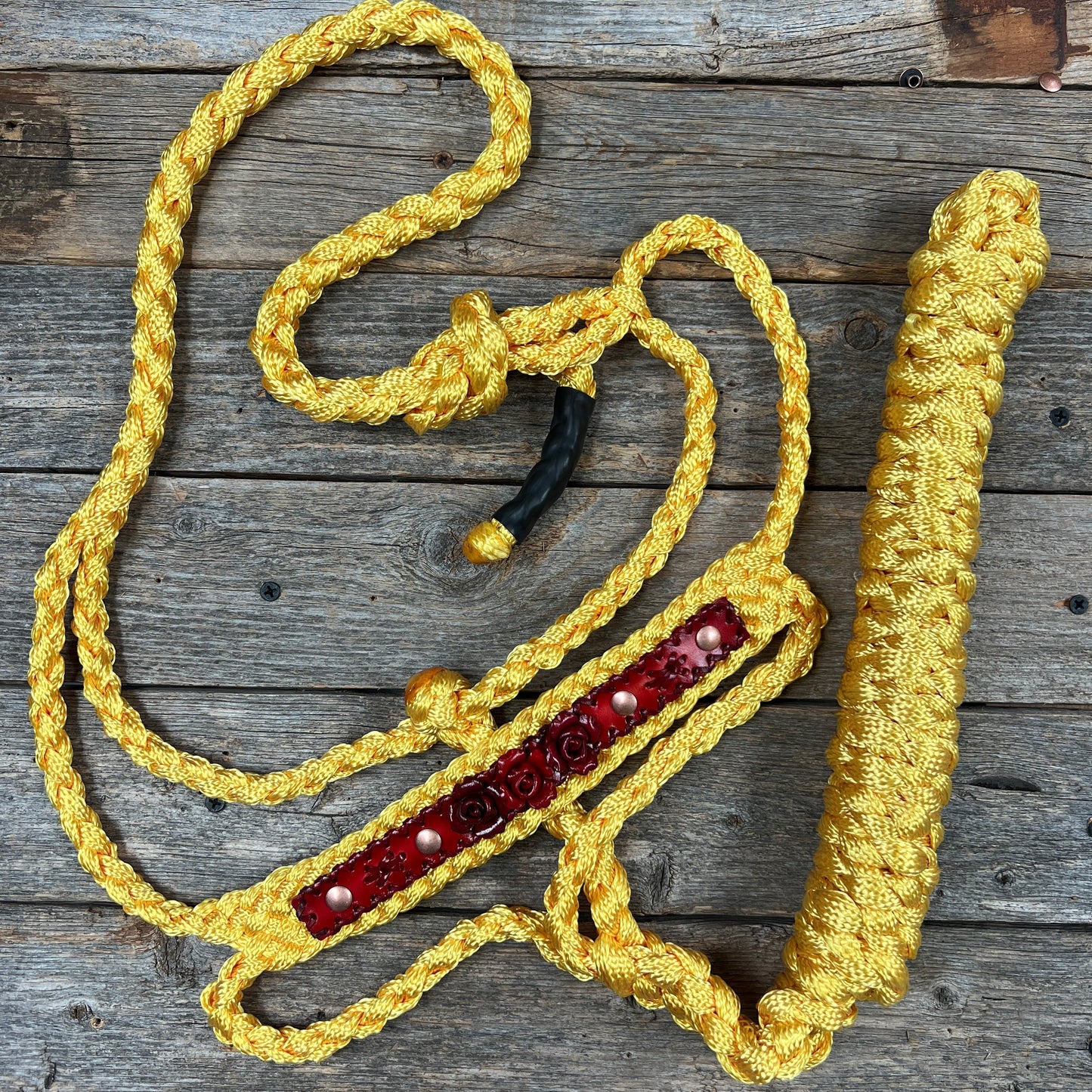 Yellow Mule Tape Rose Halter