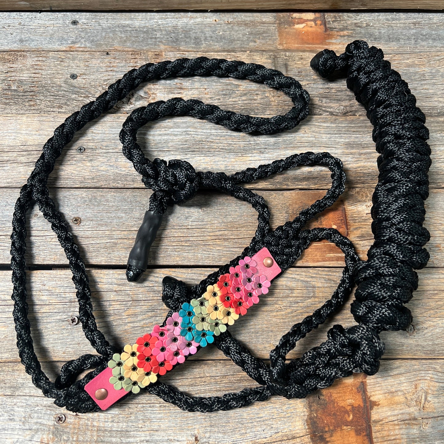 Black Mule Tape Triple Flower Halter