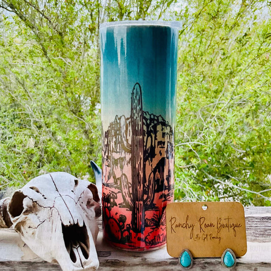 Desert Sunset Boho Western Skinny Tumbler