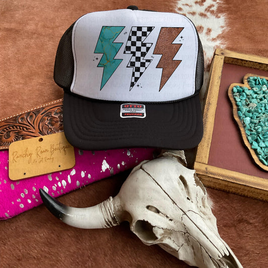Lightning Bolt Western Foam Front Trucker Hat