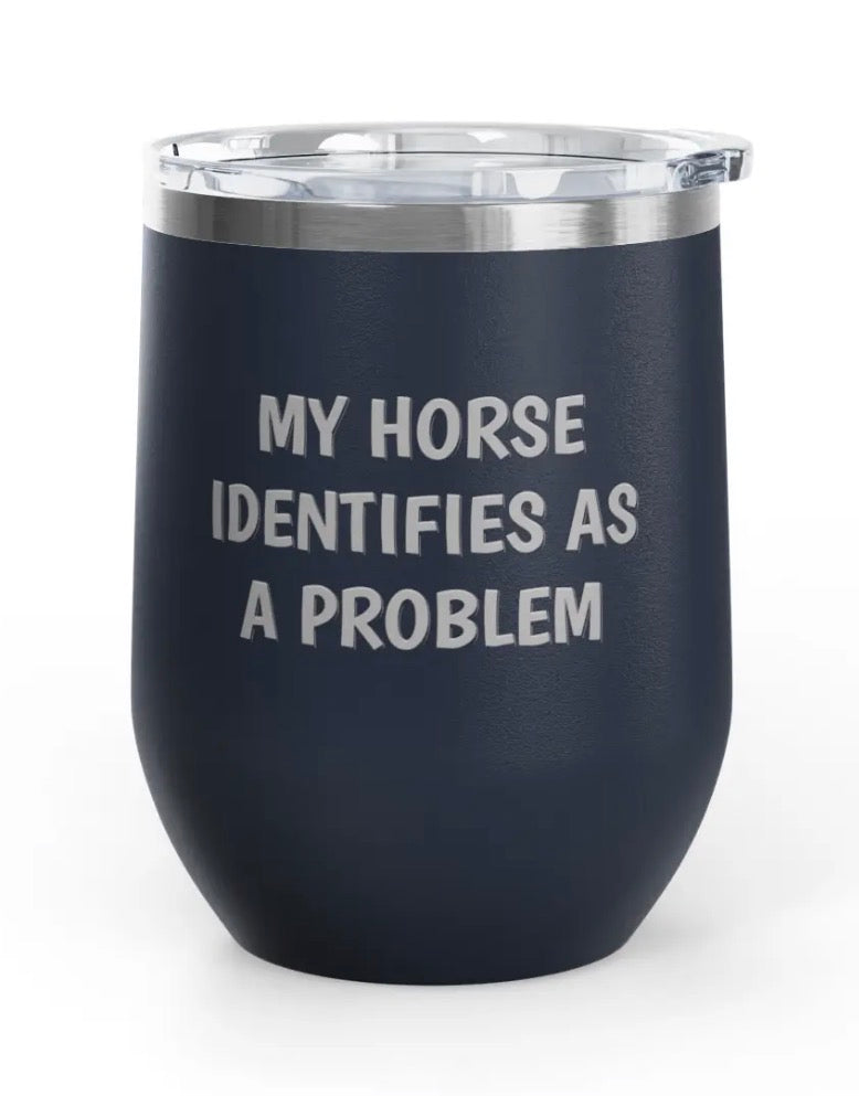 Wine Tumblers, 12 oz. - Engraved - Horse/Problem