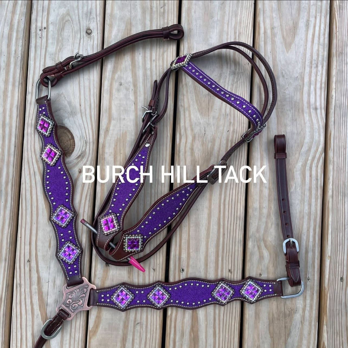 Made To Order Western Tack Set - Purple Glitter with Browband Headstall (BHT013)