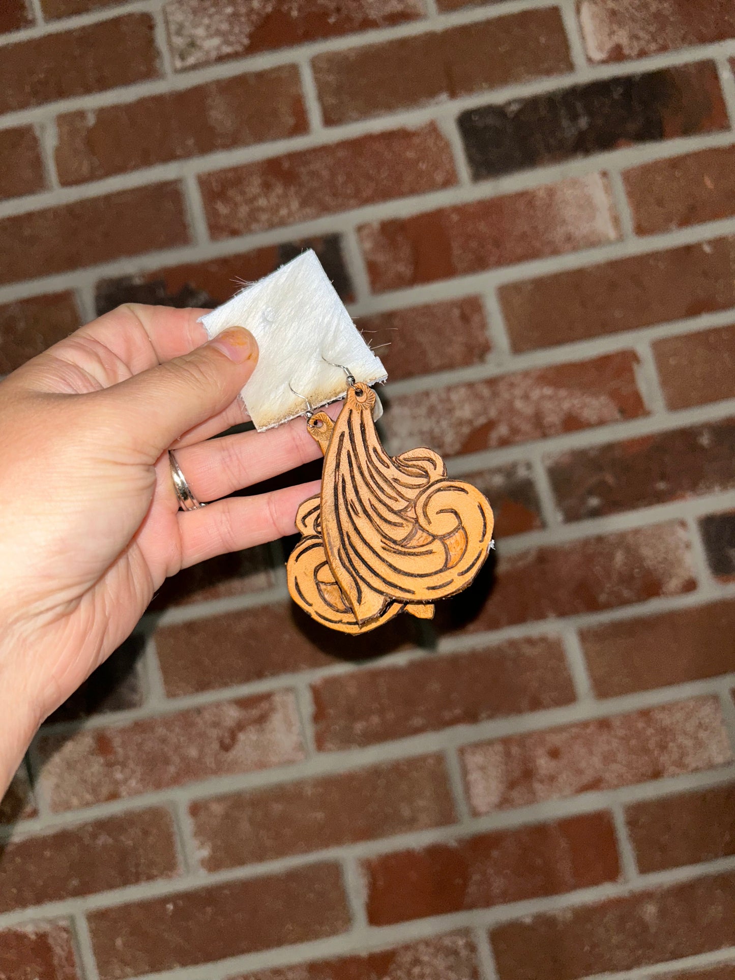 Southern Swirl Leather Tooled Earrings