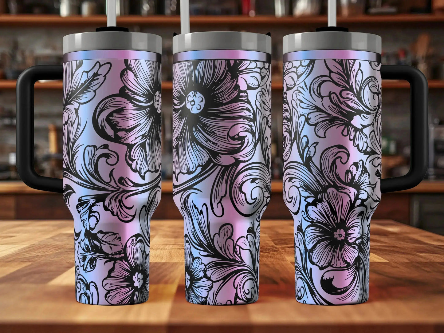 Inverted Western Tooled Leather Tumbler  | 20oz