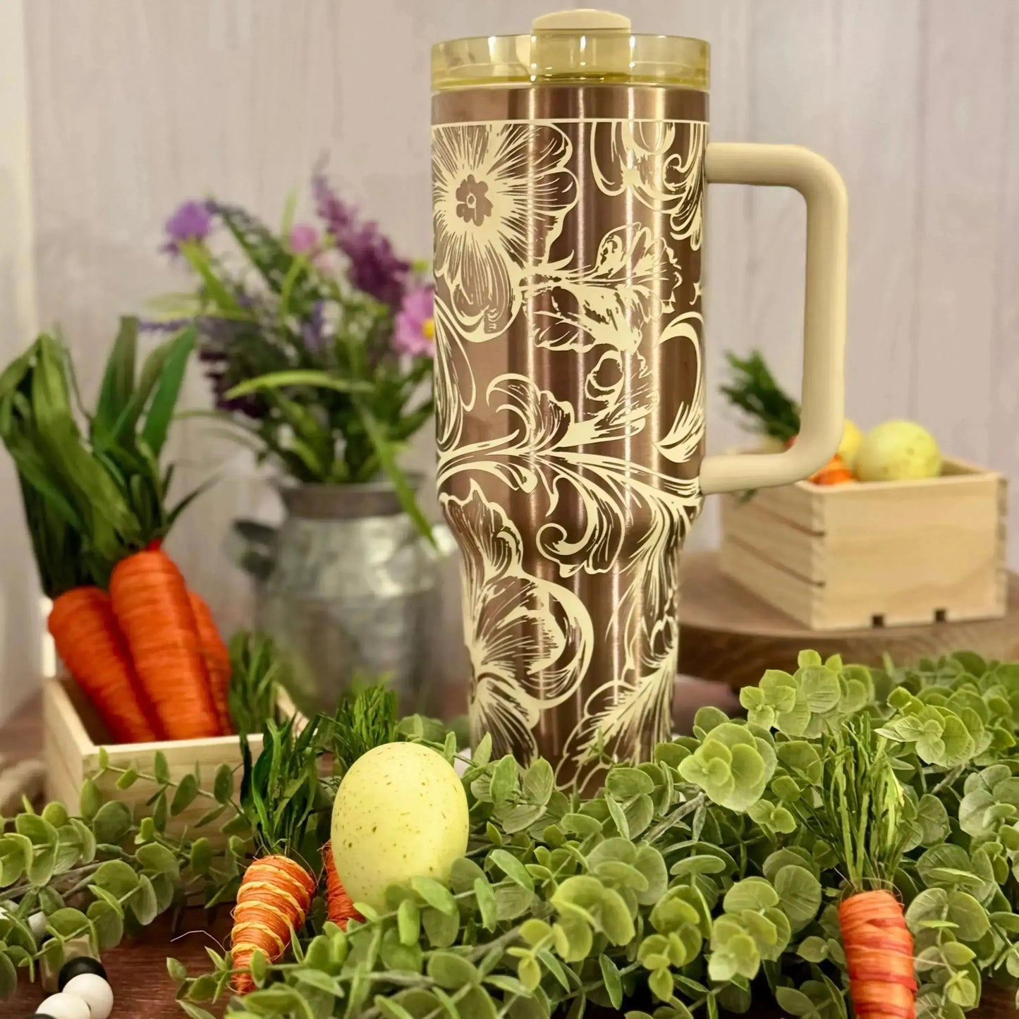 Inverted Western Tooled Leather Tumbler  | 30oz