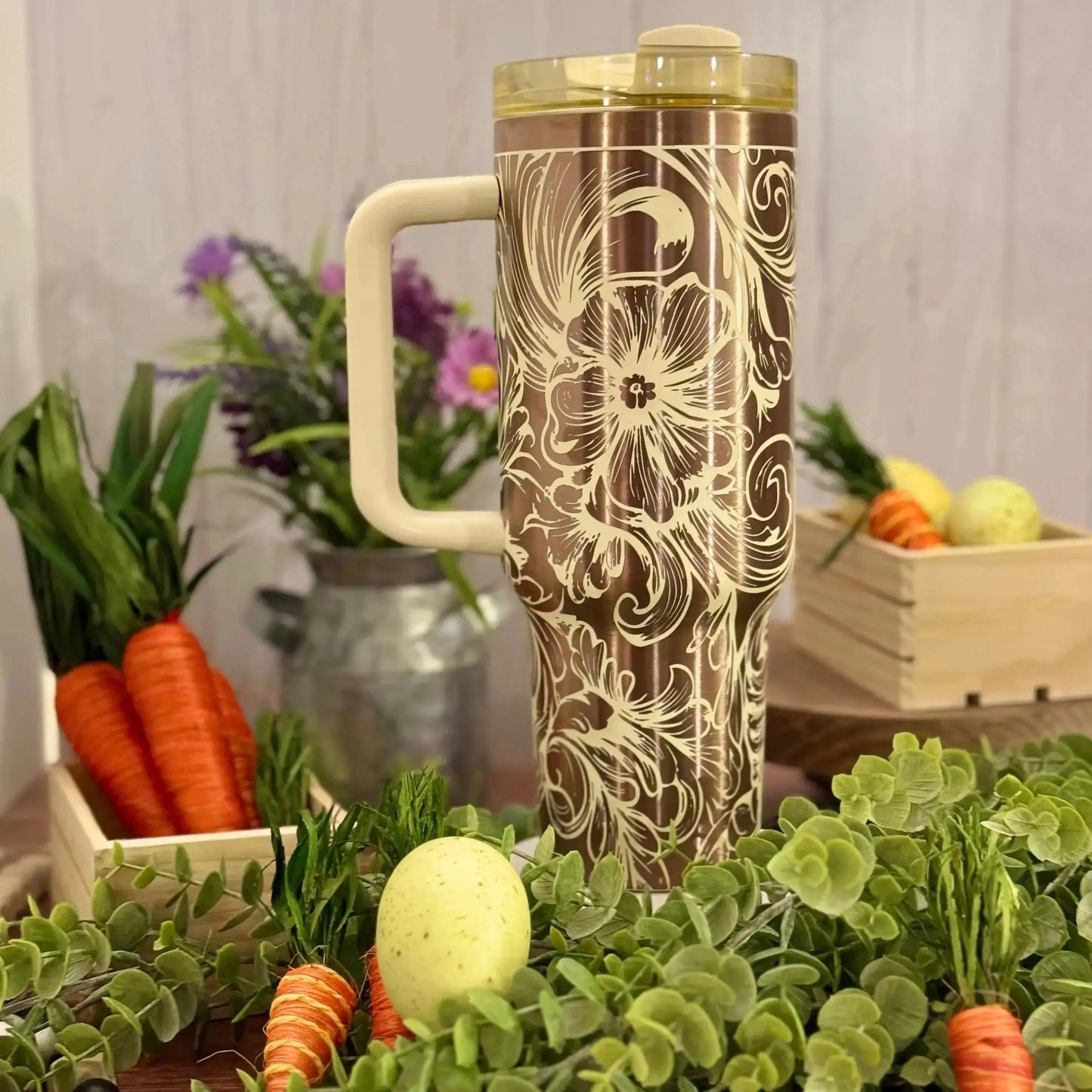 Inverted Western Tooled Leather Tumbler  | 30oz