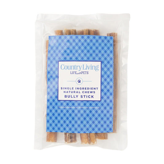 Country Living All-Natural Beef Bully Stick Dog Treats – High-Protein & Healthy Snacks – 6-Inch Standard (10-Pack)