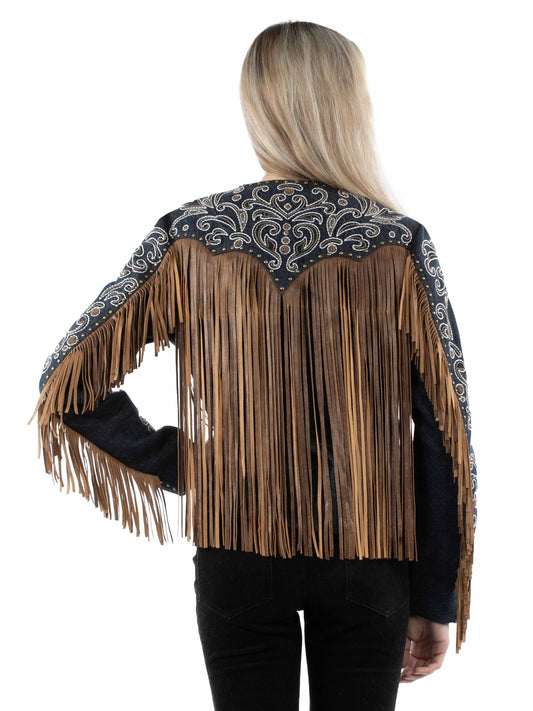 Emb Studded Fringe Jacket - L1073