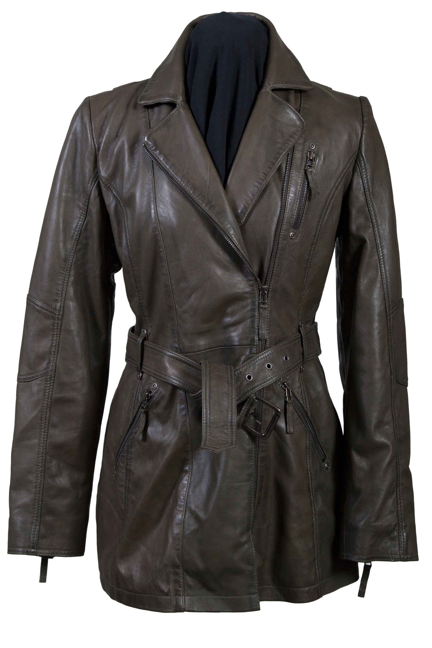 Belted Thigh Length Coat - L330
