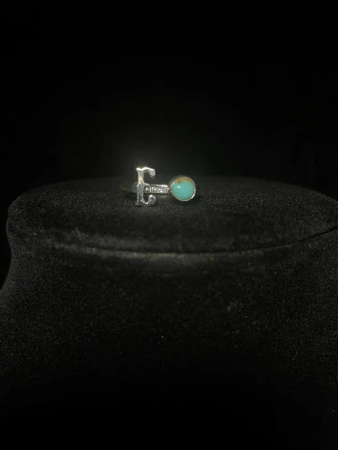 RS Sterling Silver & Turquoise Initial Rings