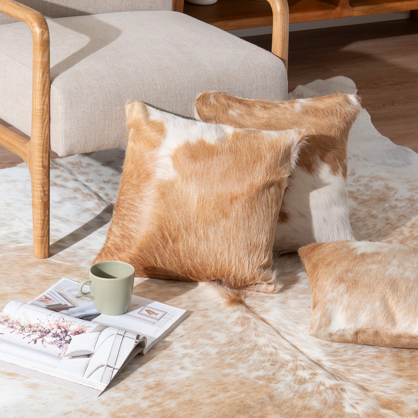 Palomino and White Cowhide Pillow