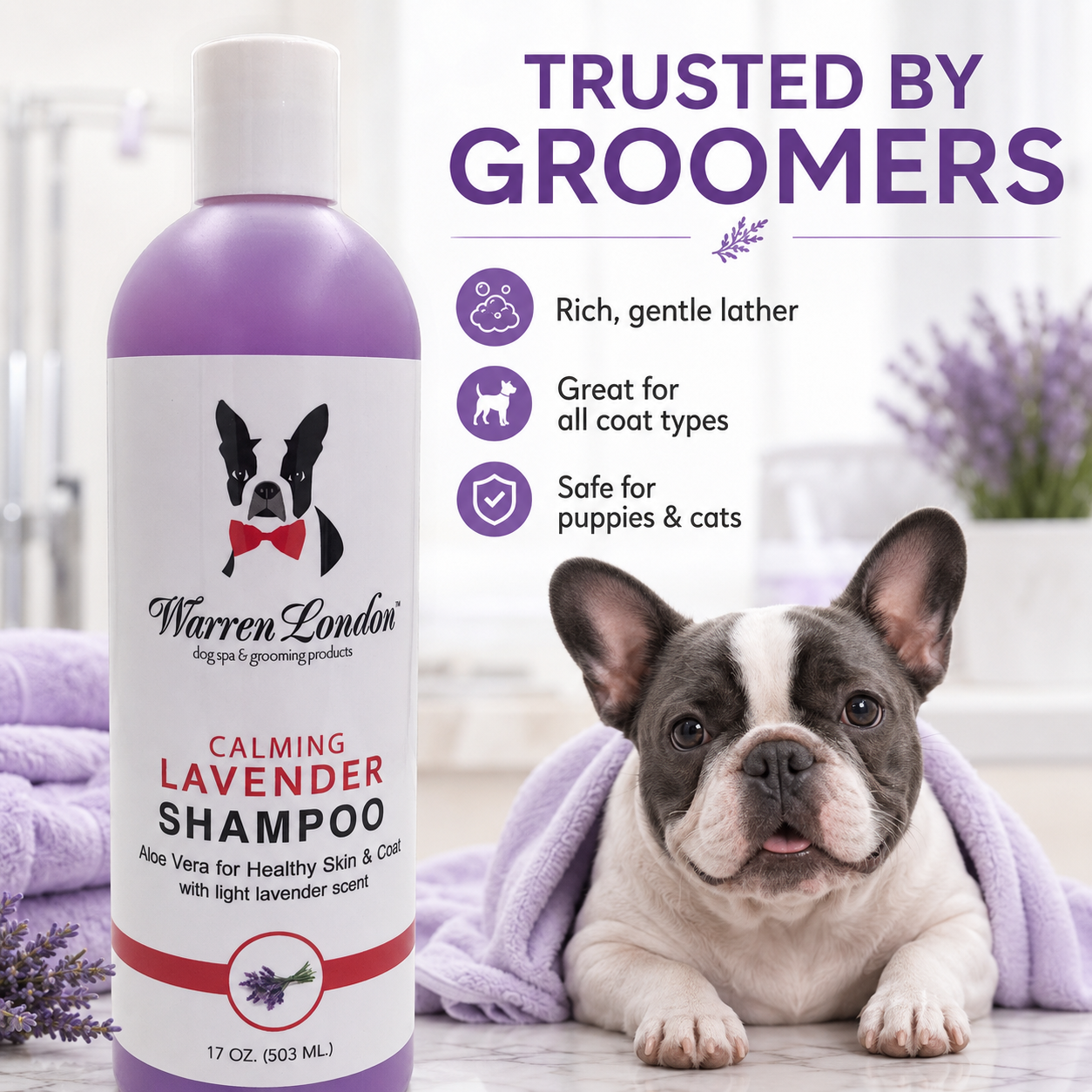 Calming Lavender Dog Shampoo w/Aloe Vera & Essential Oils
