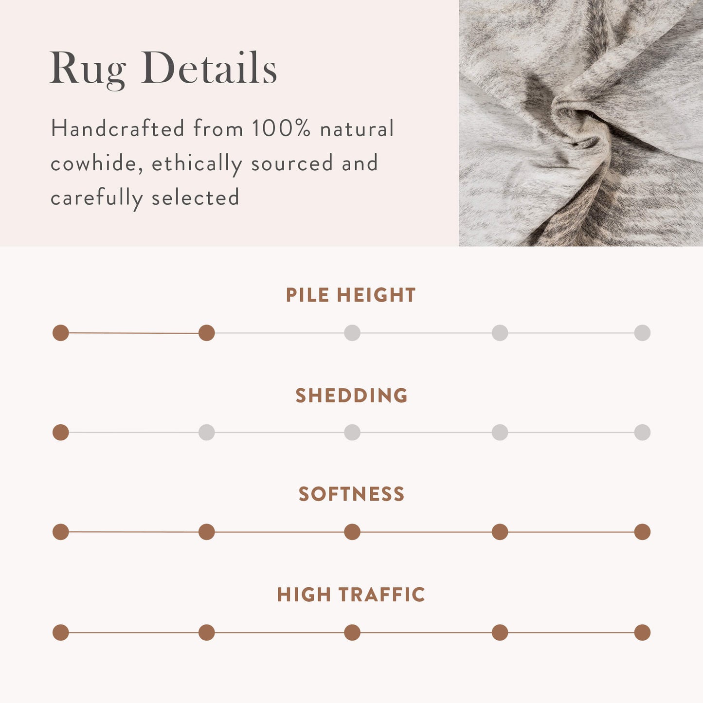 Light Brindle Brazilian Cowhide Rug: LARGE