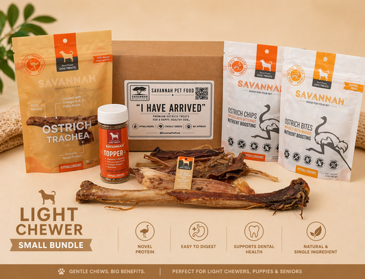 Light Chewer Small Box — 6 Ostrich Treats for Gentle Chewers