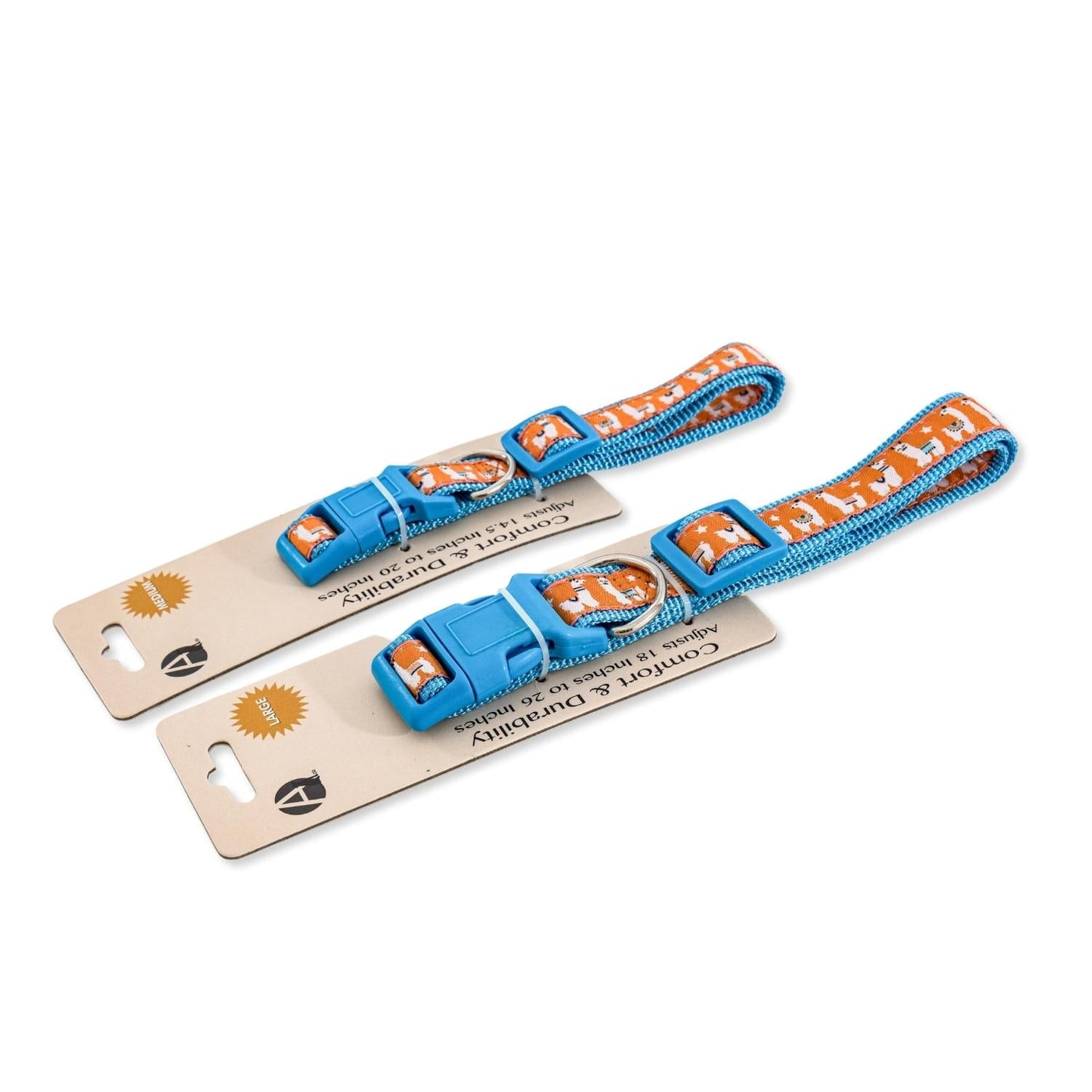 Nylon Dog Collar with Embroidered Llama Design, Adjustable,  Comfortable & Secure Fit
