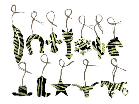 Green Zebra Leather Cowhide  Christmas Ornament - Sold Individually