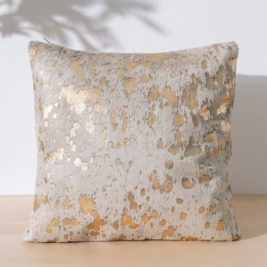Metallic Gold Cowhide Pillow