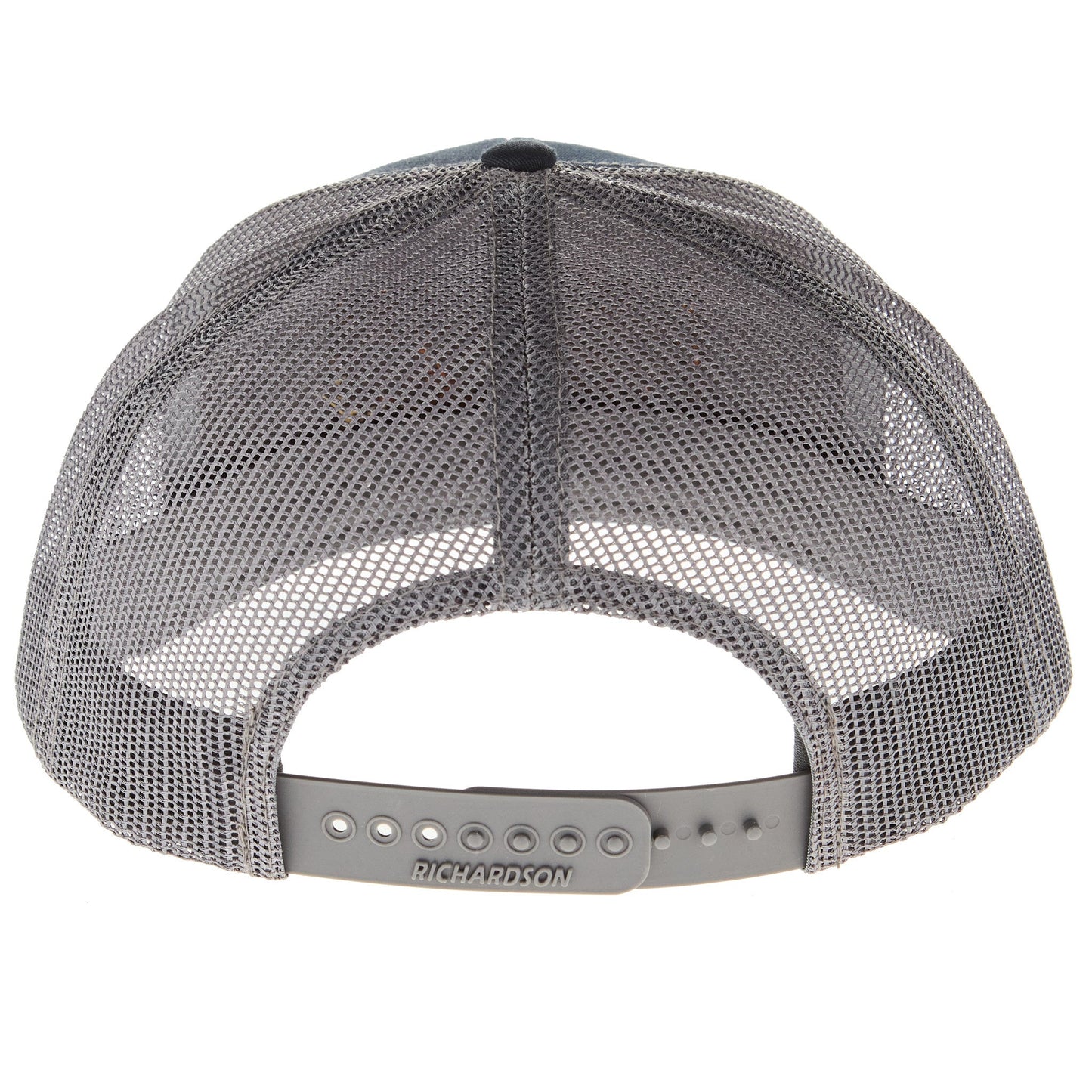 Navy And Charcoal Leather Patch Logo Mesh Back Cap