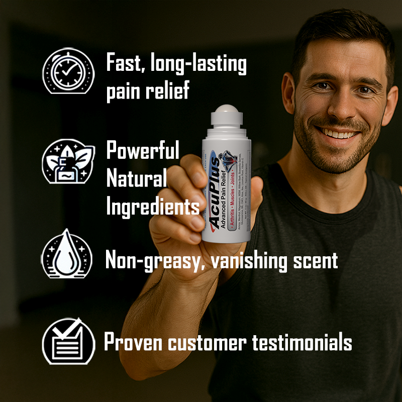 AcuPlus 3 oz Pain Relief Roll-On 3 Pack – Hands-Free Menthol Pain Relief for Muscles and Joints