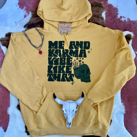 Me and Karma Vibe Like That Western Graphic Hoodie