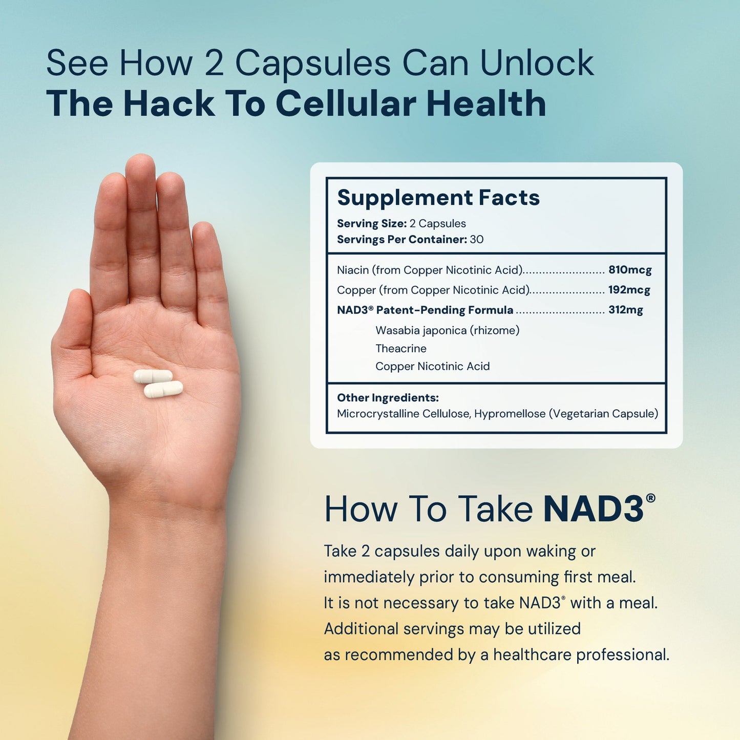 NAD3® 60 • An All Natural NAD+ Booster® Dietary Supplement (1 Month Supply)