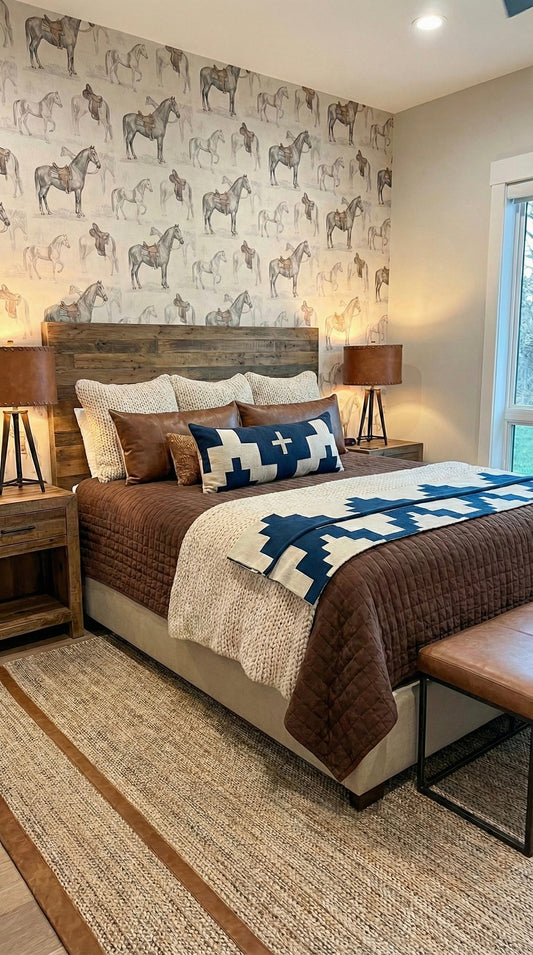 PRESIDIO NAVY + CREAM 100% COTTON -- 54"x74" Oversized Throw Blanket